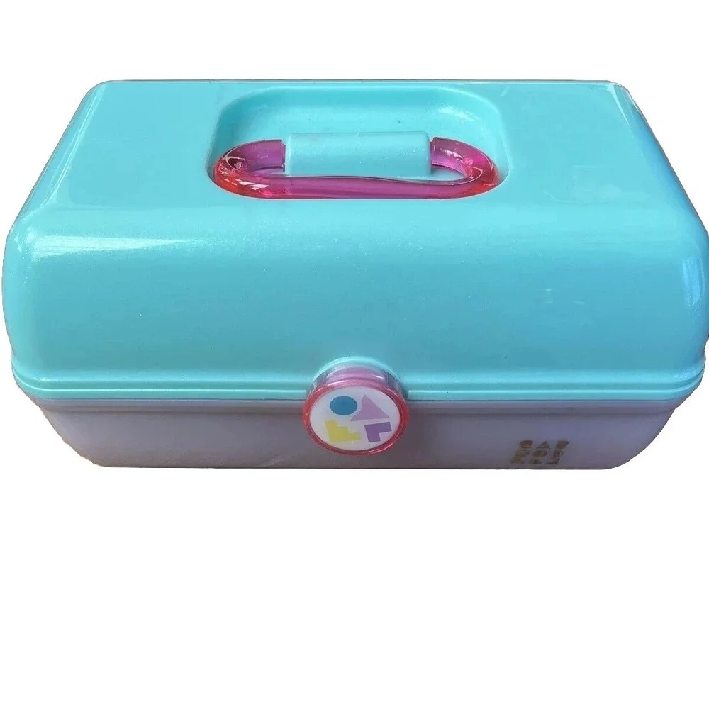 Vintage Caboodles Teal/Pink Makeup Carrying Case Box Model 5626 Mold 4508